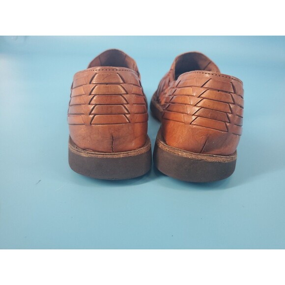 Mens Leather Sandals Sz 7.5 Brown Woven  Slip On Comfort Square Toe  Stacy Adams - Picture 7 of 13